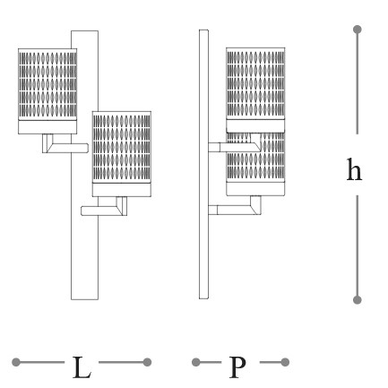 Dimensiones de la Lámpara de Pared Quarzo Incanto Italamp